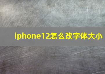 iphone12怎么改字体大小