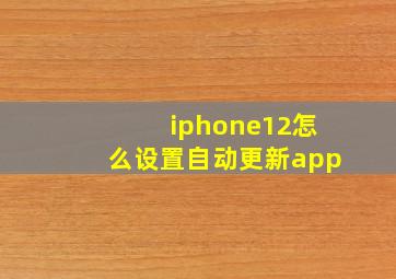 iphone12怎么设置自动更新app