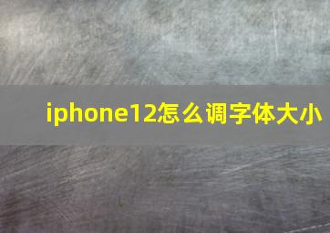 iphone12怎么调字体大小