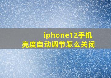 iphone12手机亮度自动调节怎么关闭