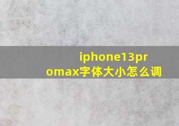 iphone13promax字体大小怎么调