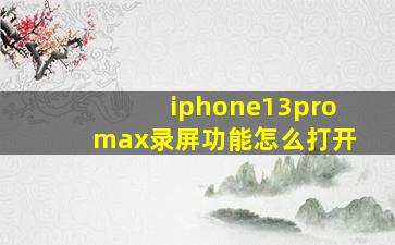 iphone13promax录屏功能怎么打开