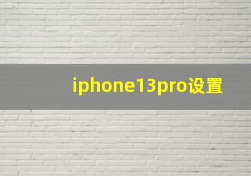 iphone13pro设置