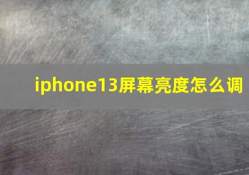 iphone13屏幕亮度怎么调