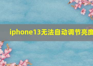 iphone13无法自动调节亮度