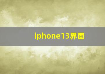 iphone13界面