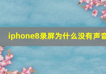 iphone8录屏为什么没有声音