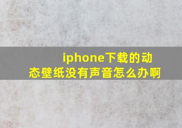 iphone下载的动态壁纸没有声音怎么办啊