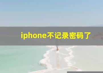 iphone不记录密码了