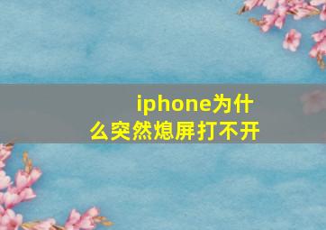 iphone为什么突然熄屏打不开