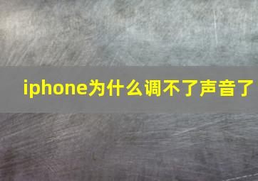 iphone为什么调不了声音了