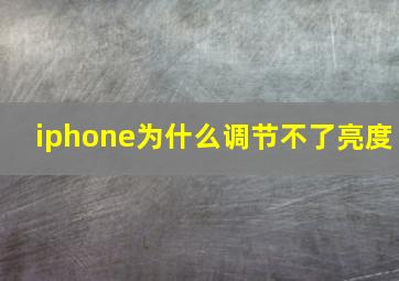 iphone为什么调节不了亮度