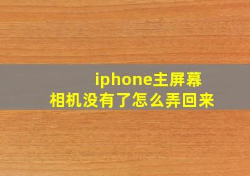 iphone主屏幕相机没有了怎么弄回来