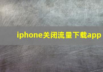 iphone关闭流量下载app