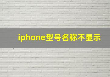 iphone型号名称不显示