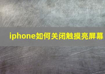 iphone如何关闭触摸亮屏幕