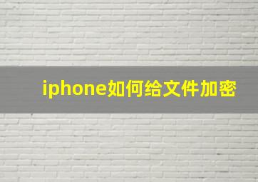 iphone如何给文件加密