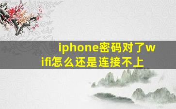 iphone密码对了wifi怎么还是连接不上