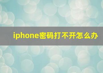 iphone密码打不开怎么办