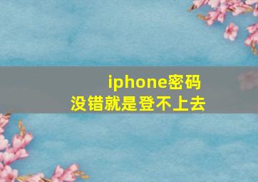 iphone密码没错就是登不上去