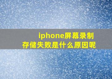 iphone屏幕录制存储失败是什么原因呢