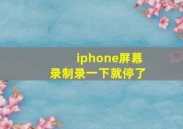 iphone屏幕录制录一下就停了