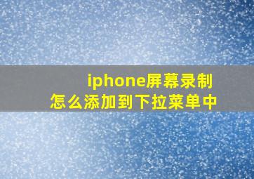 iphone屏幕录制怎么添加到下拉菜单中