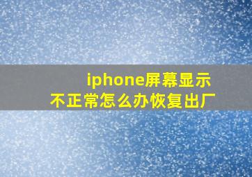 iphone屏幕显示不正常怎么办恢复出厂