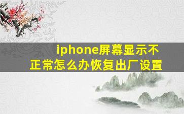 iphone屏幕显示不正常怎么办恢复出厂设置