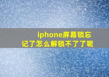 iphone屏幕锁忘记了怎么解锁不了了呢