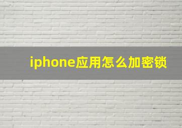 iphone应用怎么加密锁