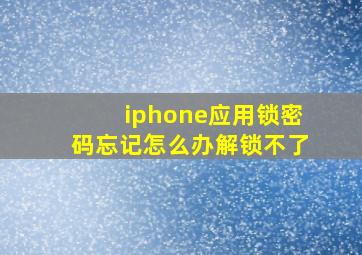 iphone应用锁密码忘记怎么办解锁不了