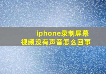 iphone录制屏幕视频没有声音怎么回事