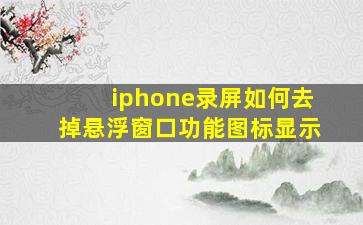 iphone录屏如何去掉悬浮窗口功能图标显示