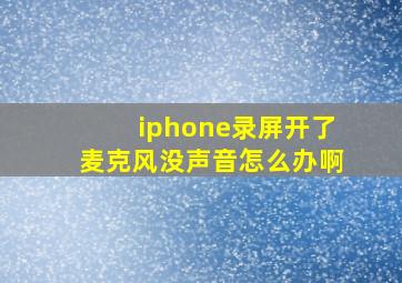 iphone录屏开了麦克风没声音怎么办啊