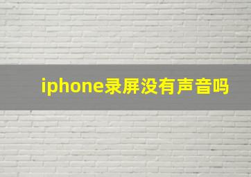 iphone录屏没有声音吗