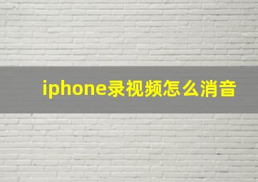 iphone录视频怎么消音