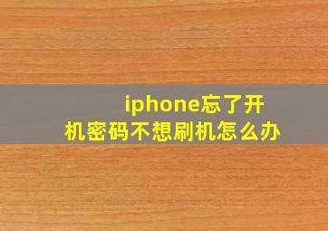 iphone忘了开机密码不想刷机怎么办