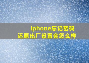 iphone忘记密码还原出厂设置会怎么样