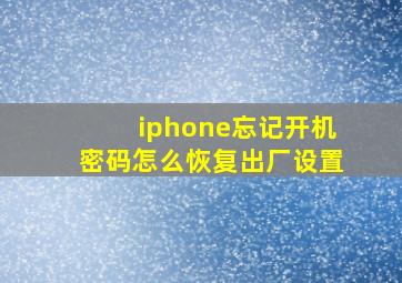 iphone忘记开机密码怎么恢复出厂设置