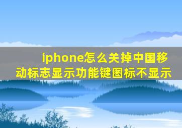 iphone怎么关掉中国移动标志显示功能键图标不显示