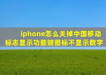 iphone怎么关掉中国移动标志显示功能键图标不显示数字