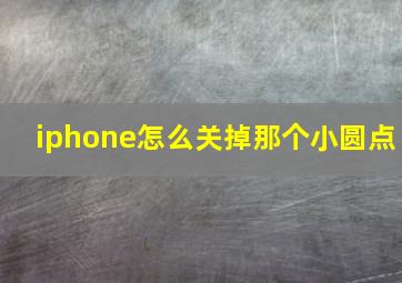 iphone怎么关掉那个小圆点