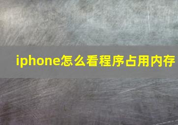 iphone怎么看程序占用内存