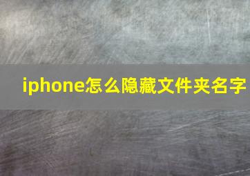 iphone怎么隐藏文件夹名字