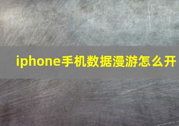 iphone手机数据漫游怎么开