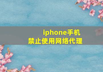 iphone手机禁止使用网络代理