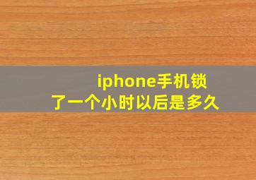 iphone手机锁了一个小时以后是多久