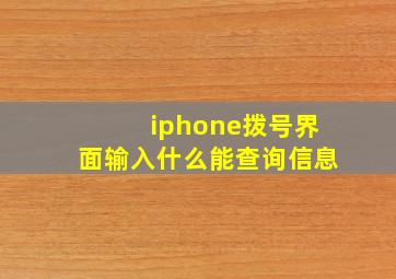 iphone拨号界面输入什么能查询信息