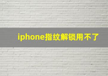 iphone指纹解锁用不了